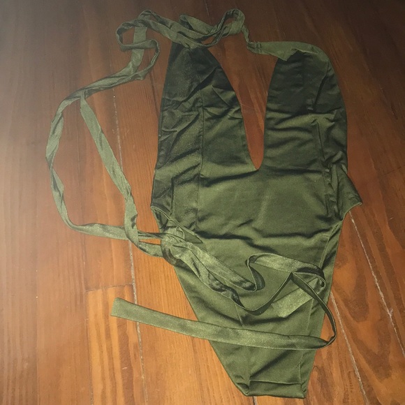 Super Sexy Olive Green one piece bathing suit - Picture 6 of 8